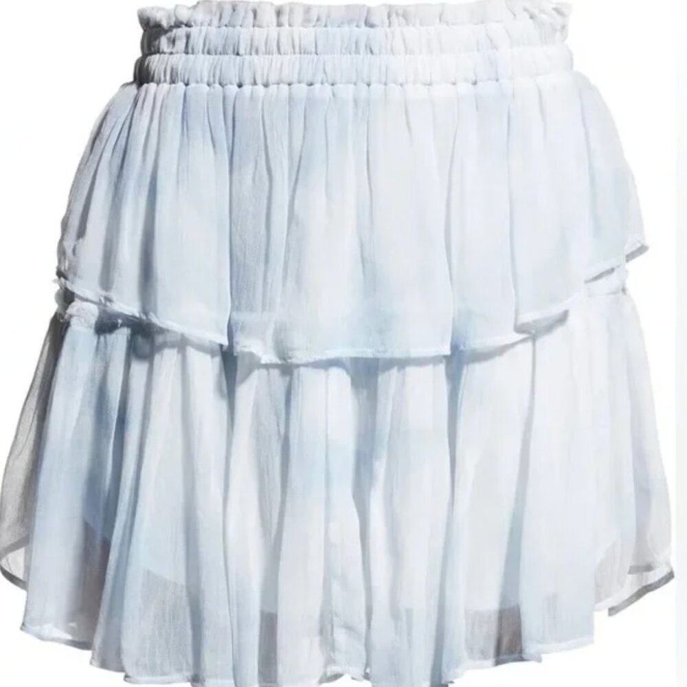 NWT LoveShackFancy Ruffle Mini Skirt- Bedroom Blue Hand Dye Sz XL